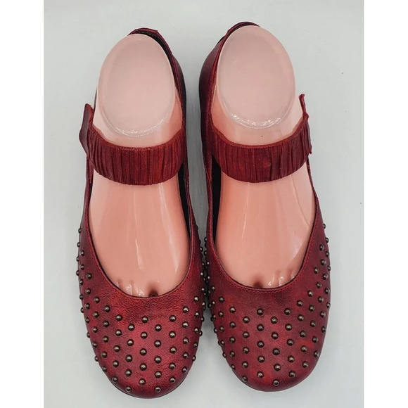Helle Comfort Red Mary Jane Style Flats Lisboa Red C17701  Size 38 EUR 7 US - Picture 3 of 7
